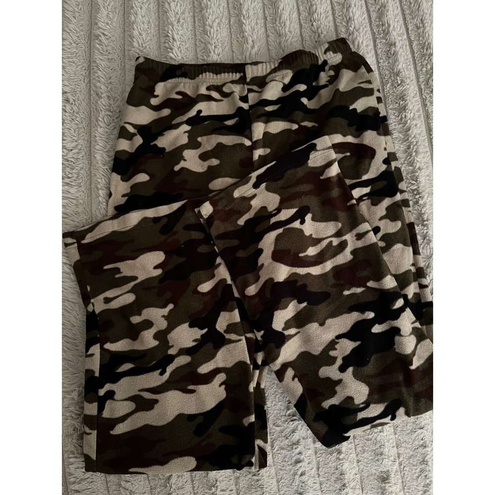 Faded Glory kids Camo Fleece Pajama Pants Green XL 14-16 Lounge Sleepwear
